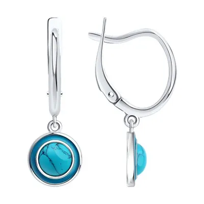 Серьги из серебра с бирюзой из серебро