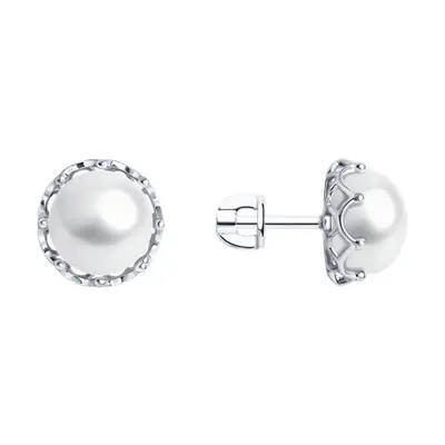 Серьги из серебра с жемчугом из серебро