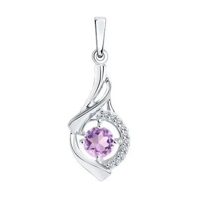 Подвеска из серебра с аметистом и фианитами из серебро
