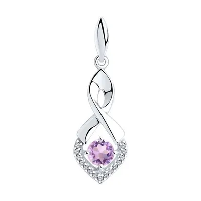Подвеска из серебра с аметистом и фианитами из серебро
