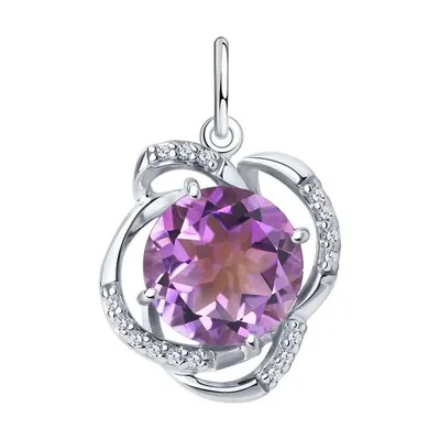 Подвеска из серебра с аметистом и фианитами из серебро