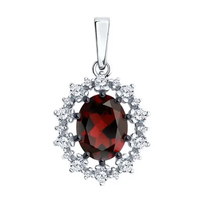Подвеска из серебра с гранатом и фианитами из серебро