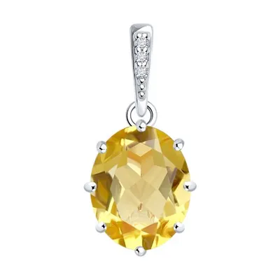 Подвеска из серебра с цитрином и фианитами из серебро