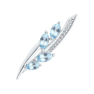 Брошь из серебра с топазами и фианитами из серебро