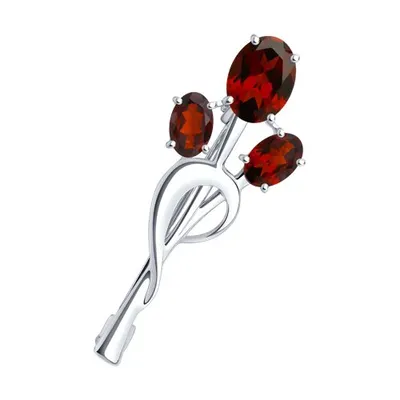 Брошь из серебра с гранатами из серебро