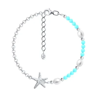 Браслет из серебра с полудрагоценными вставками из серебро