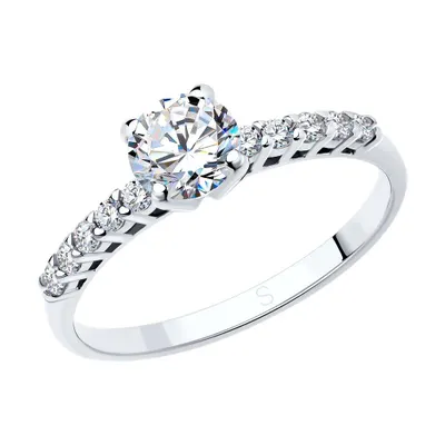 Помолвочное кольцо из серебра с фианитами из серебро