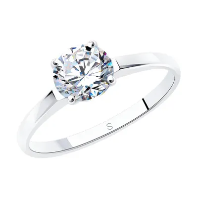 Серебряное помолвочное кольцо с фианитом из серебро