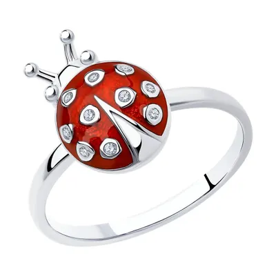 Кольцо из серебра с эмалью и фианитами из серебро