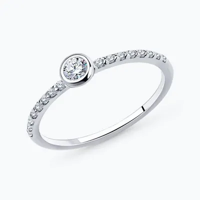 Помолвочное кольцо из серебра с фианитами из серебро