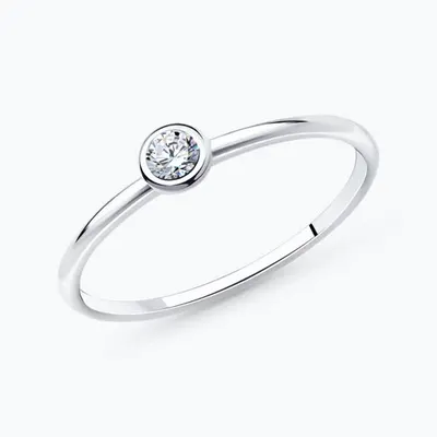 Помолвочное кольцо из серебра c фианитом из серебро