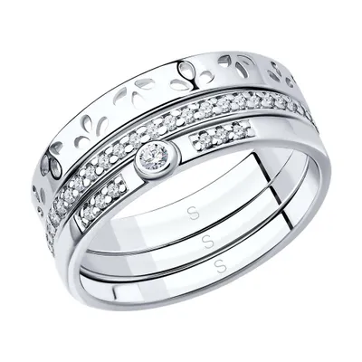 Кольцо наборное из серебра с фианитами из серебро