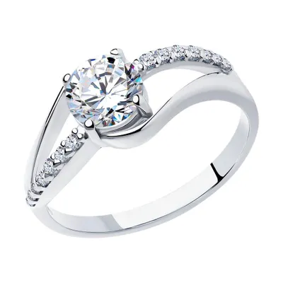 Кольцо с фианитом серебряное из серебро