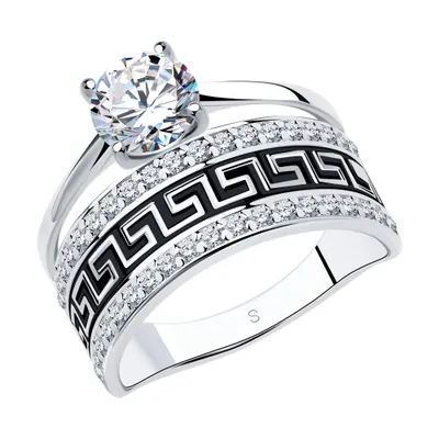 Кольцо из серебра с эмалью с фианитами из серебро