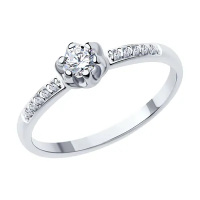 Помолвочное кольцо из серебра с фианитами из серебро