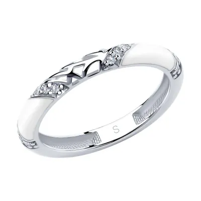 Кольцо из серебра с эмалью с фианитами из серебро