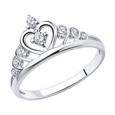 Кольцо - корона из серебра с фианитами из серебро