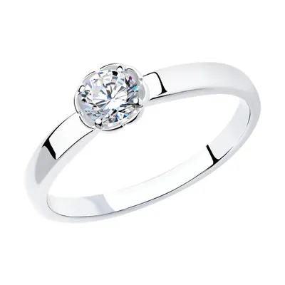 Помолвочное кольцо из серебра с фианитом из серебро