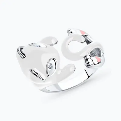 Кольцо из серебра с фианитами и эмалью из серебро