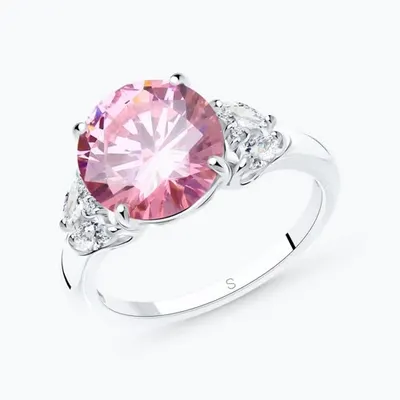 Кольцо из серебра с розовым фианитом из серебро