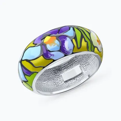 Кольцо из серебра с эмалью из родированное серебро