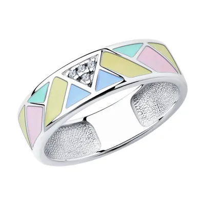 Кольцо из серебра с эмалью и фианитами из серебро