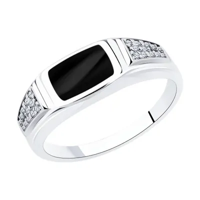 Кольцо из серебра с эмалью и фианитами из серебро