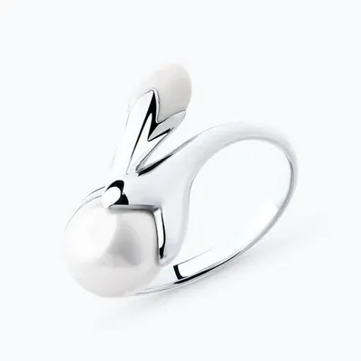 Кольцо из серебра с эмалью и жемчугом из серебро