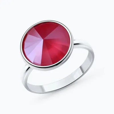 Кольцо из серебра с кристаллом из родированное серебро