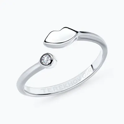 Кольцо из серебра с фианитом из родированное серебро