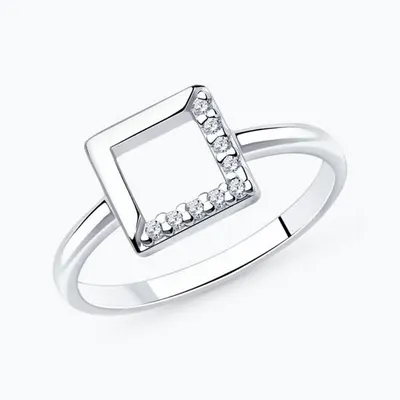 Кольцо из серебра с фианитами из родированное серебро