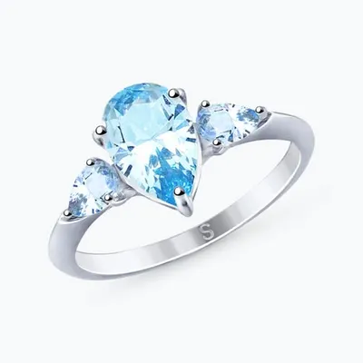 Кольцо из серебра с фианитами из родированное серебро