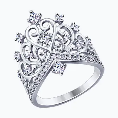 Кольцо- корона  из серебра с фианитами из серебро