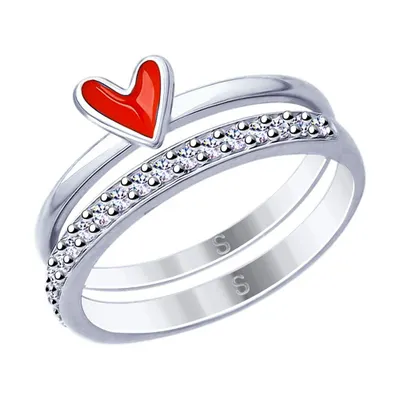 Кольцо из серебра с эмалью и фианитами из серебро