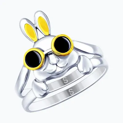 Кольцо из золочёного серебра с эмалью и фианитами из серебро