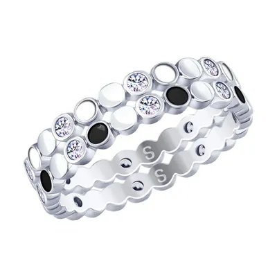 Кольцо из серебра с эмалью и фианитами из серебро