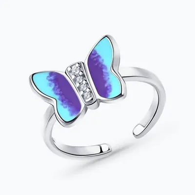 Кольцо из серебра с эмалью и фианитами из серебро