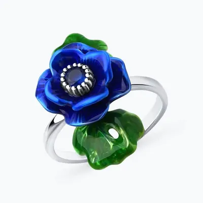 Кольцо из серебра с эмалью и фианитом из серебро