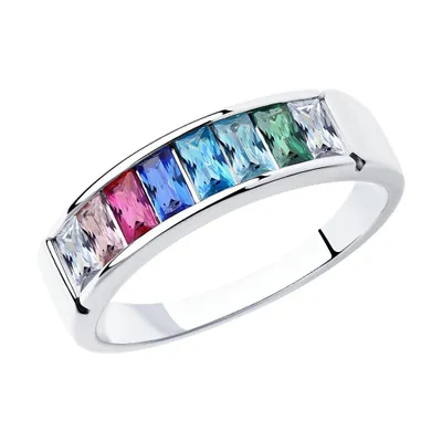 Кольцо из серебра с корундом и фианитами из серебро