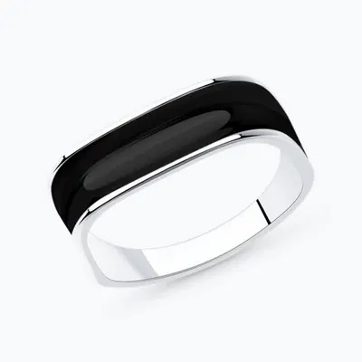 Кольцо из серебра с эмалью из родированное серебро