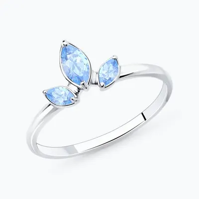 Кольцо из серебра с фианитами из родированное серебро