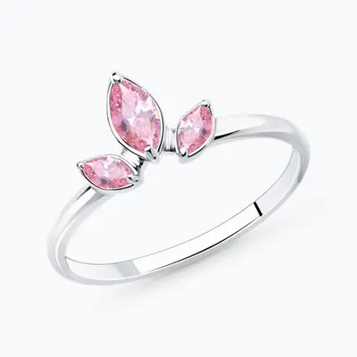 Кольцо из серебра с фианитами из родированное серебро