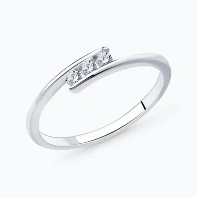 Кольцо из серебра с фианитами из родированное серебро