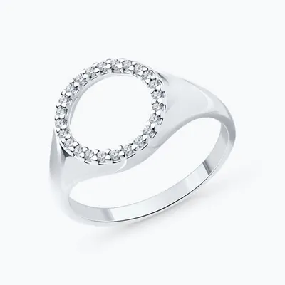 Кольцо из серебра с фианитами из родированное серебро