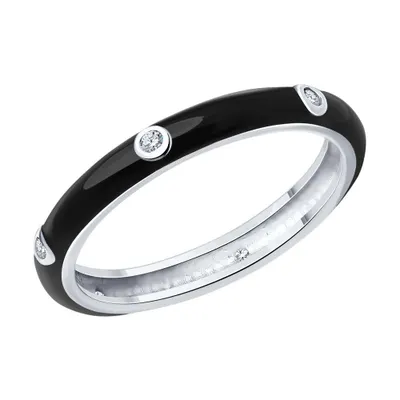 Кольцо из серебра с фианитами и эмалью из серебро