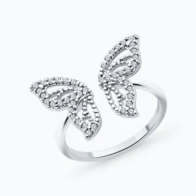 Кольцо из серебра с фианитами из родированное серебро