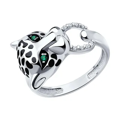 Кольцо из серебра с фианитами и эмалью из серебро