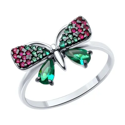 Кольцо из серебра с корундами и фианитами из серебро