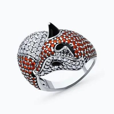 Кольцо из серебра с фианитами и эмалью из серебро