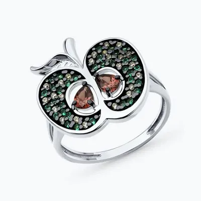 Кольцо из серебра с фианитами из родированное серебро